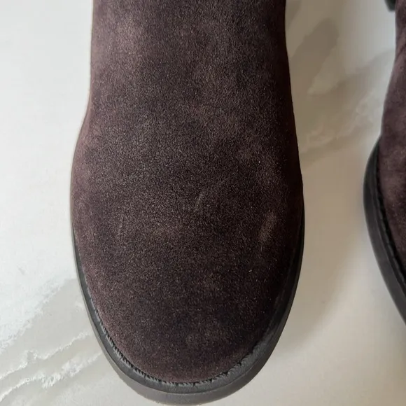 INC International Concepts Fayer Tall Brown Fringe Suede Boots Women 8 Wide Calf