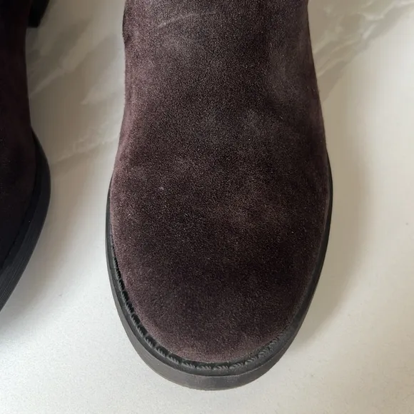 INC International Concepts Fayer Tall Brown Fringe Suede Boots Women 8 Wide Calf