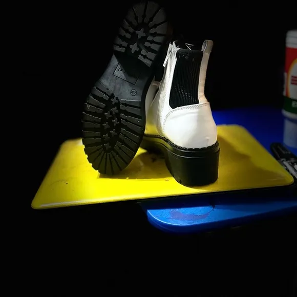 Indigo Lace Up Boots White and Black with Chunky Sole