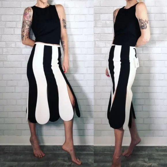 💥INSANELY BEAUTIFUL💥 Scalloped Midi Skirt Black and White
