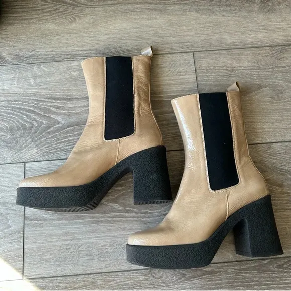 INTENTIONALLY BLANK Bossy Leather Chunky Platform Chelsea Boots