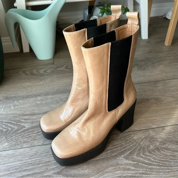 INTENTIONALLY BLANK Bossy Leather Chunky Platform Chelsea Boots
