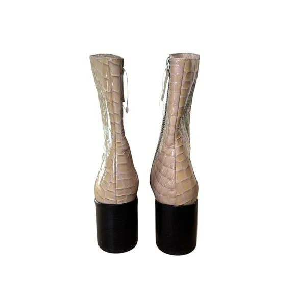 Intentionally Blank Lilac Croc Embossed Print Contour Boots 8 Swiftie