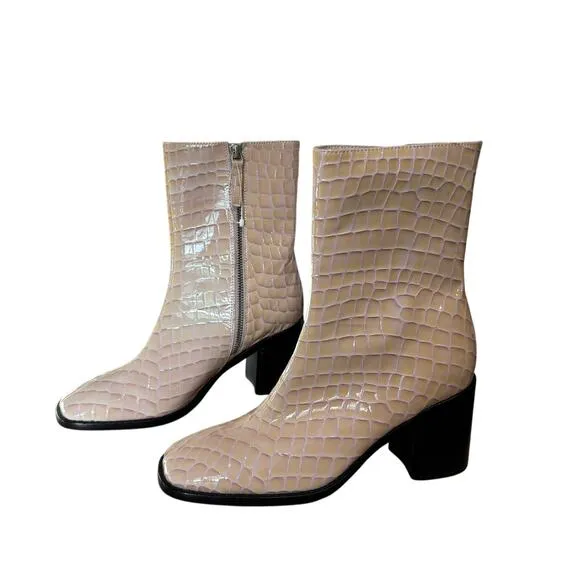 Intentionally Blank Lilac Croc Embossed Print Contour Boots 8 Swiftie