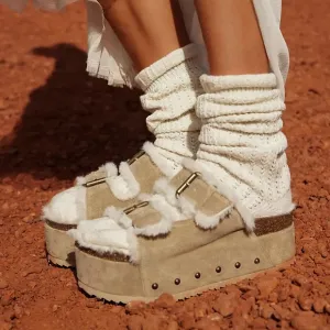 INTENTIONALLY BLANK Rule Breaker Sherpa Flatform Sandals
