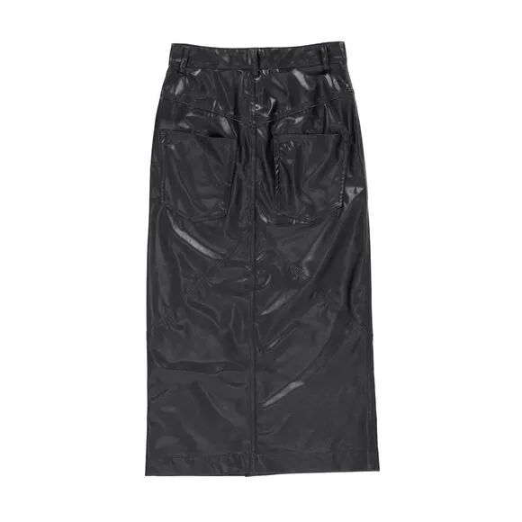 Isabel Marant Etoile Breanne Midi Skirt in Black Faux Leather