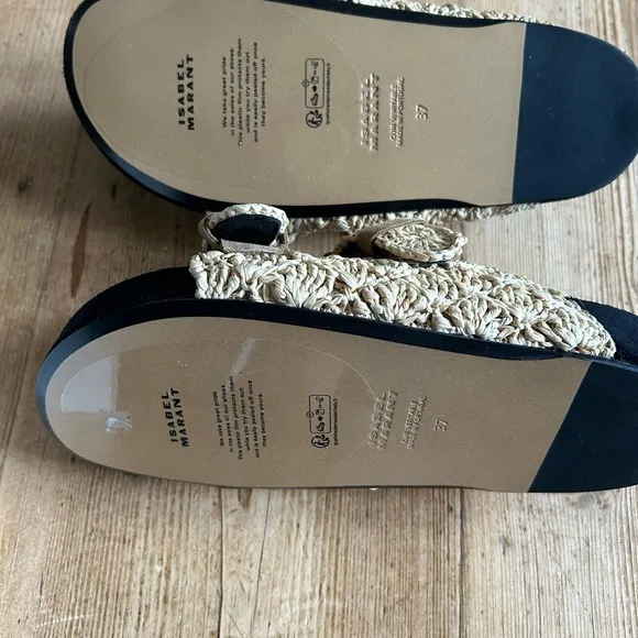 Isabel Marant - Lennyo open-toed raffia sandals - Size 37