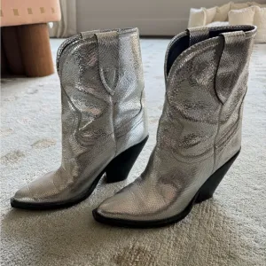Isabel Marant Silver Western Mid Calf Boots