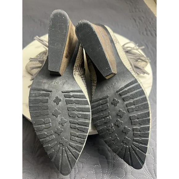 ISOLA Antonella Leather Snakeskin Tassel Wedge Heel Bootie Western Cowgirl  8.5