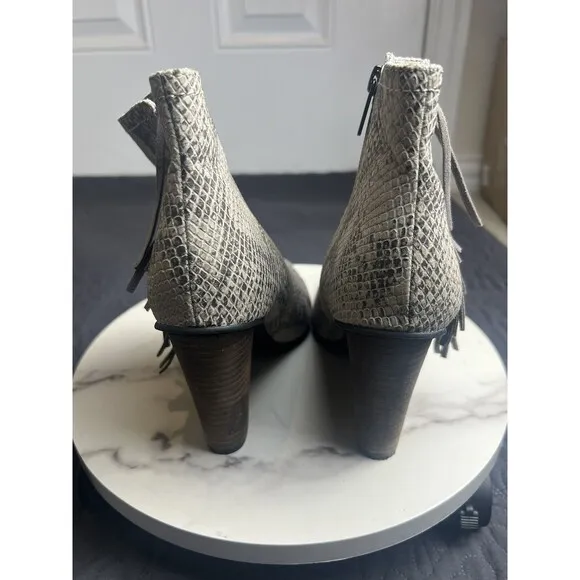 ISOLA Antonella Leather Snakeskin Tassel Wedge Heel Bootie Western Cowgirl  8.5