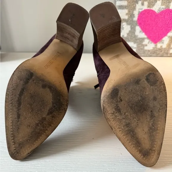 Ivanka Trump Purple Ankle Boots with Chunky Heel and Pointed Toe