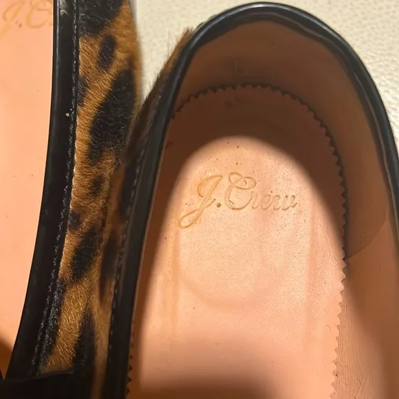 J Crew Academy Leopard Print Penny Loafers Size 7