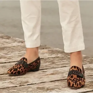 J. Crew Academy Penny Loafers in Leopard Calf Hair