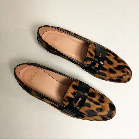 J. Crew Calf Hair Leopard Loafers