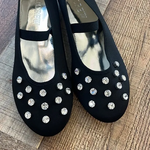 J. Crew Collection Zoe strappy ballet flats with jewels BV741 black