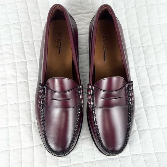 J. Crew Factory Men’s Penny Loafers in Wine Leather Size 10