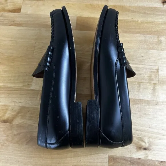 J. Crew Factory Men's Size 8 Penny Loafers Dress Shoes Black Leather BS114