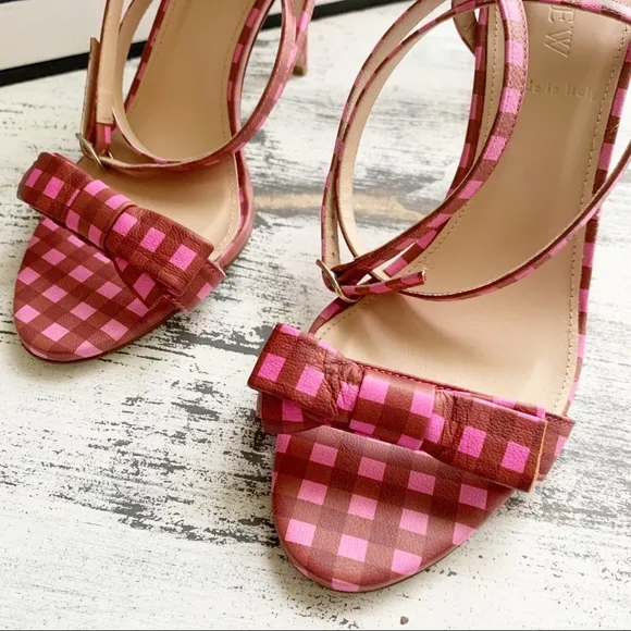 J. Crew gingham strappy heeled sandals sz 6