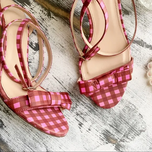 J. Crew gingham strappy heeled sandals sz 6