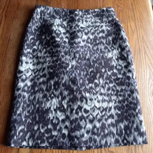 J Crew Leopard Print Wool/Silk Skirt Size 6 Old Money Animal Print
