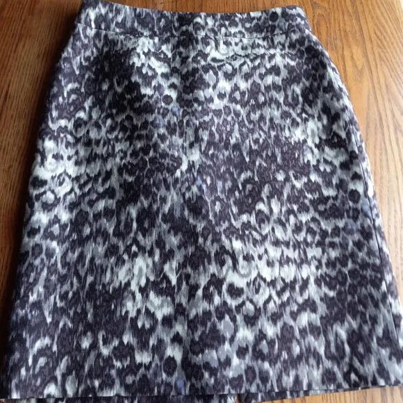 J Crew Leopard Print Wool/Silk Skirt Size 6 Old Money Animal Print