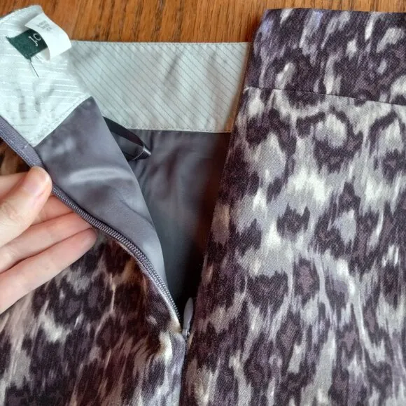 J Crew Leopard Print Wool/Silk Skirt Size 6 Old Money Animal Print