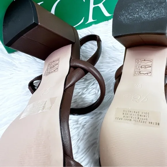 J Crew Lucie minimal slingback block-heel sandals in leather in tarnished brown
