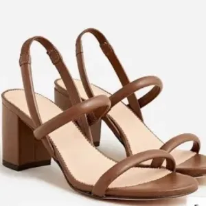 J Crew Lucie minimal slingback block-heel sandals in leather in tarnished brown