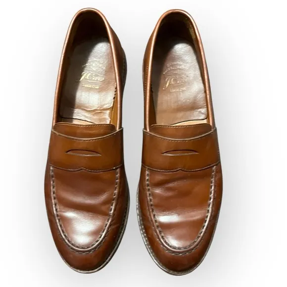 J. CREW LUDLOW PENNY LOAFERS 9 D Goodyear Welt A 4362 in English Tan Whiskey