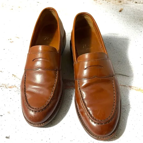 J. CREW LUDLOW PENNY LOAFERS 9 D Goodyear Welt A 4362 in English Tan Whiskey