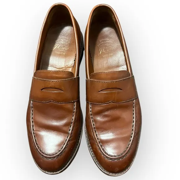 J. CREW LUDLOW PENNY LOAFERS 9 D Goodyear Welt A 4362 in English Tan Whiskey