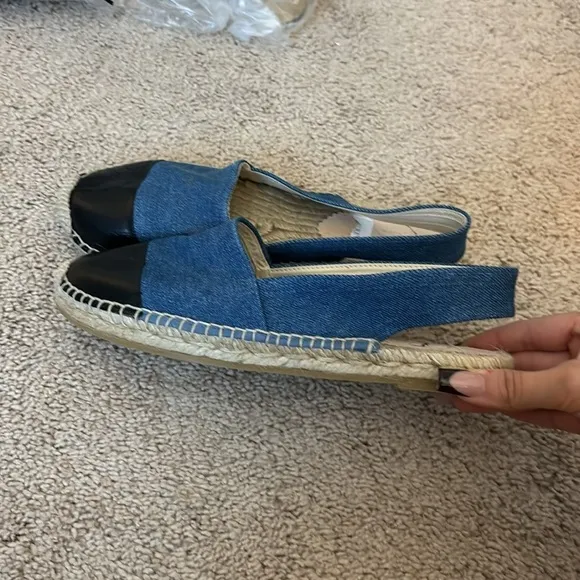 J Crew Made-in-Spain cap toe slingback espadrilles in denim CA077