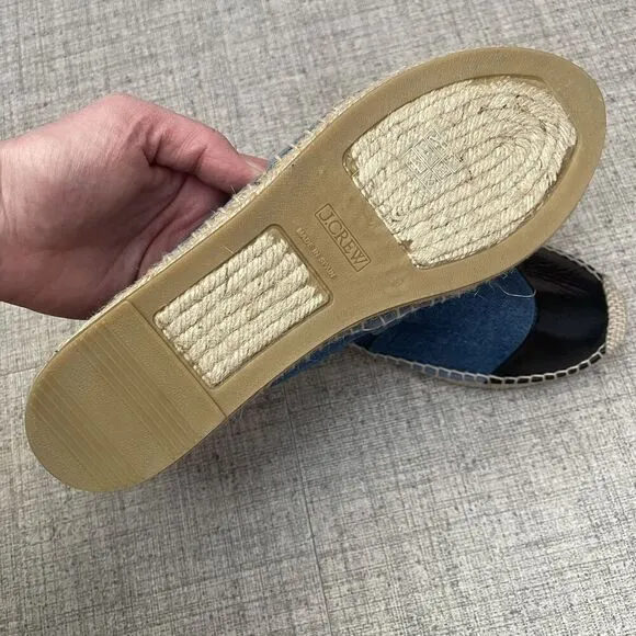 J. CREW Made-in-Spain Cap Toe Slingback Espadrilles in Denim Size 9 NEW Coastal