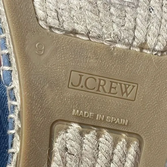 J. CREW Made-in-Spain Cap Toe Slingback Espadrilles in Denim Size 9 NEW Coastal