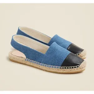 J. CREW Made-in-Spain Cap Toe Slingback Espadrilles in Denim Size 9 NEW Coastal