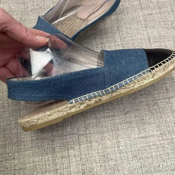 J. CREW Made-in-Spain Cap Toe Slingback Espadrilles in Denim Size 9 NEW Coastal
