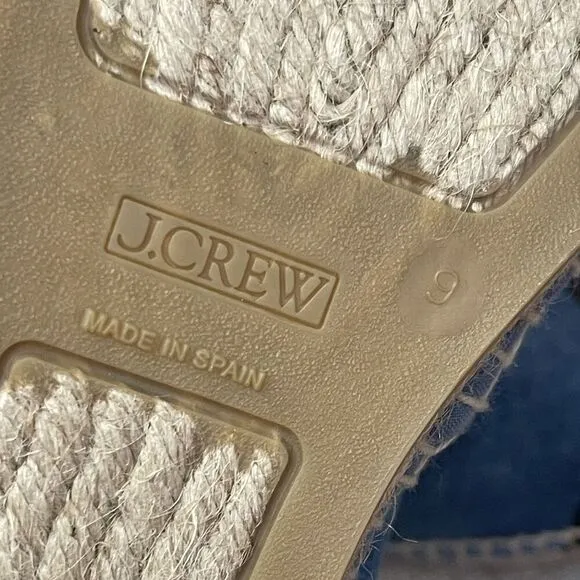 J. CREW Made-in-Spain Cap Toe Slingback Espadrilles in Denim Size 9 NEW Coastal