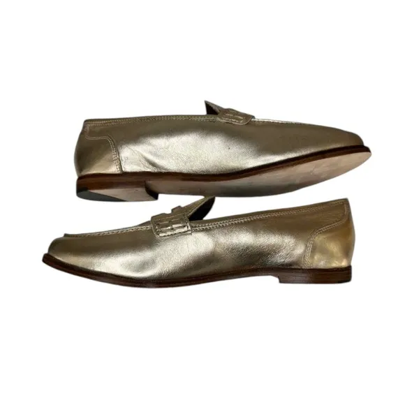 J. Crew Ryan Gold Penny Loafer Size 9.5