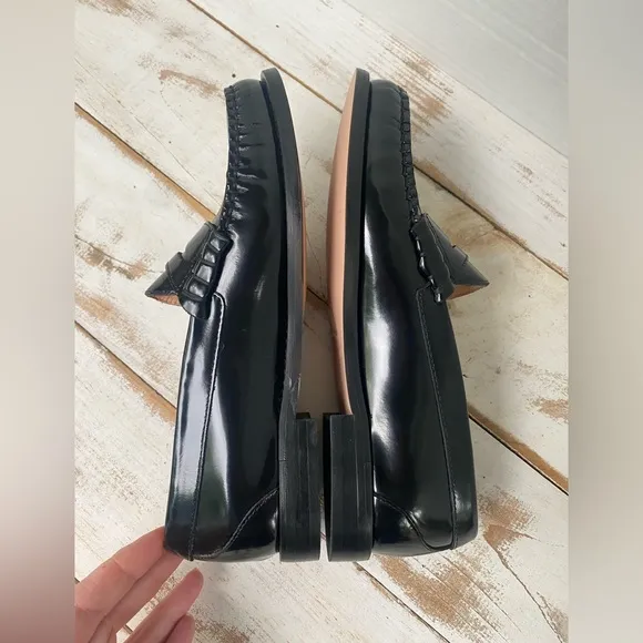J. Crew Winona penny loafers black Italian leather preppy women’s  sz 6.5 NWOB