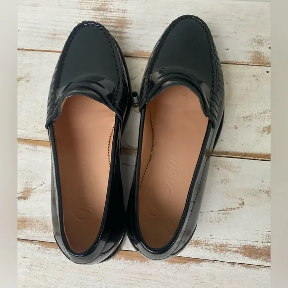 J. Crew Winona penny loafers black Italian leather preppy women’s  sz 6.5 NWOB