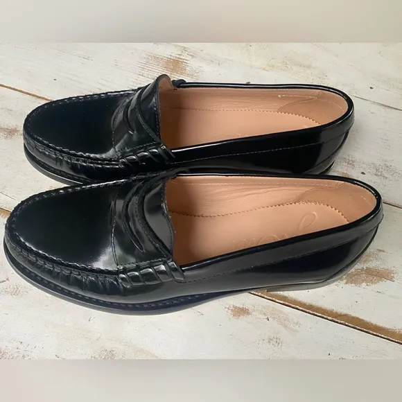 J. Crew Winona penny loafers black Italian leather preppy women’s  sz 6.5 NWOB