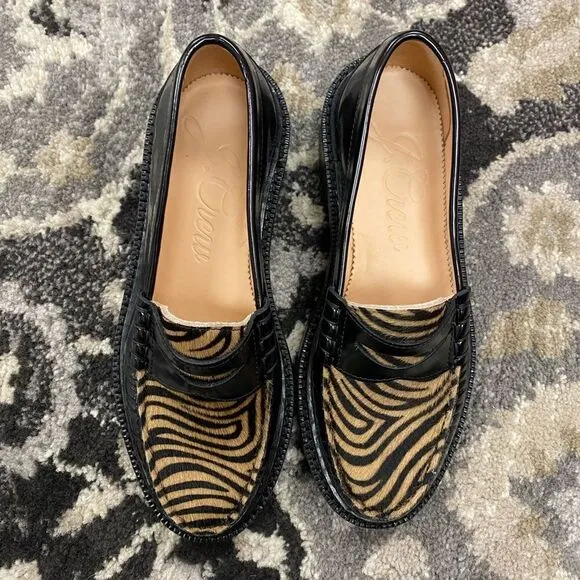 J. Crew Rowan penny loafers in leather and calf hair*