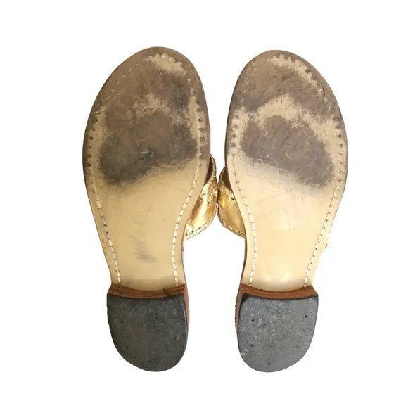 Jack Rogers Gold Leather Jacks Flat Sandals Women’s Size 6