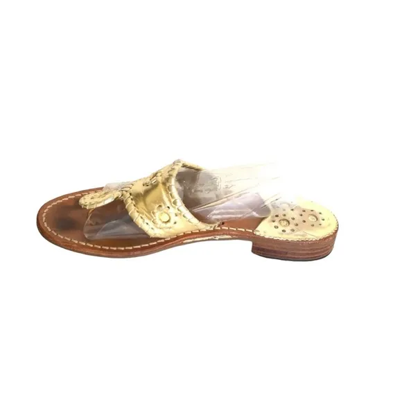 Jack Rogers Gold Leather Jacks Flat Sandals Women’s Size 6
