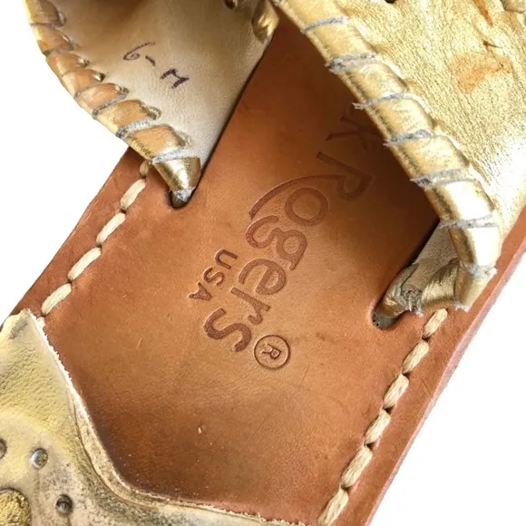 Jack Rogers Gold Leather Jacks Flat Sandals Women’s Size 6