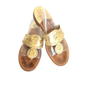 Jack Rogers Gold Leather Jacks Flat Sandals Women’s Size 6
