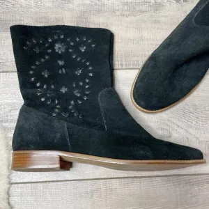 Jack Rogers Kaitlin Stitched Suede Boots Black Size 9.5M