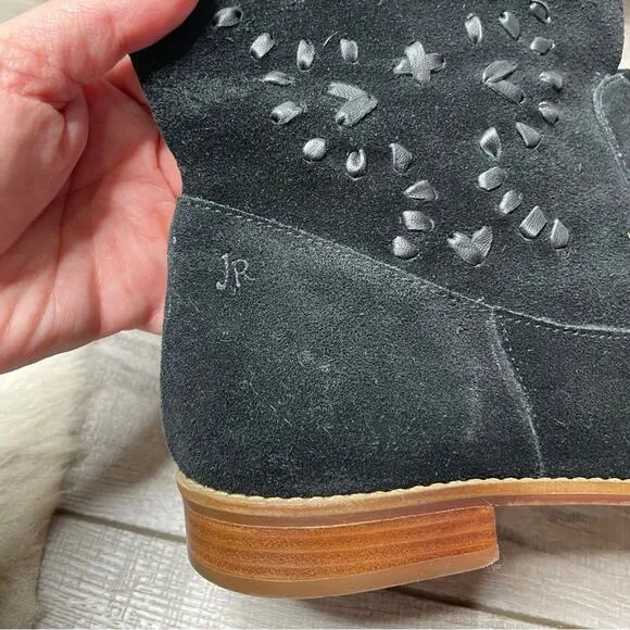 Jack Rogers Kaitlin Stitched Suede Boots Black Size 9.5M