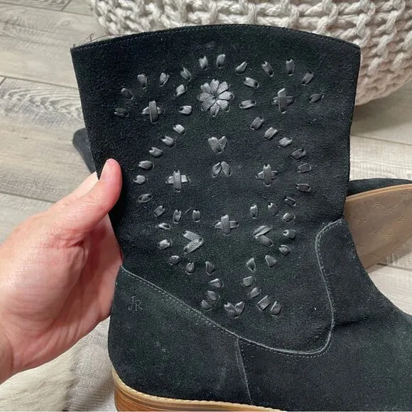 Jack Rogers Kaitlin Stitched Suede Boots Black Size 9.5M