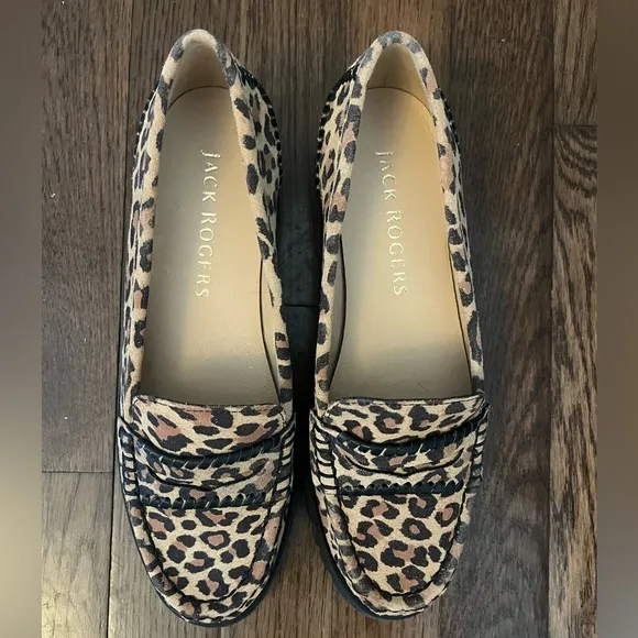 Jack Rogers Leather Loafers Tabby Leopard size 7
